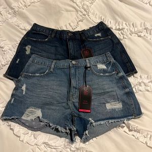 Two pairs of jean shorts